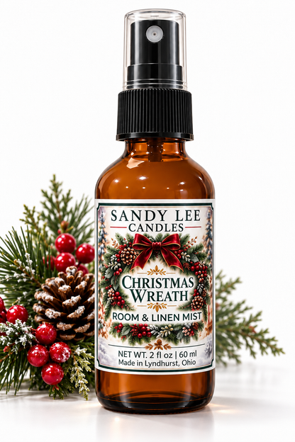 Christmas Wreath Room & Linen Spray by Sandy Lee Candles.