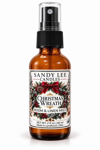 Christmas Wreath Room & Linen Spray by Sandy Lee Candles.