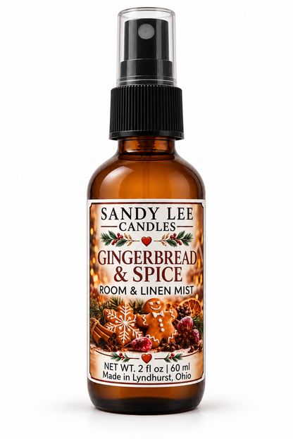 Gingerbread & Spice Room & Linen Spray by Sandy Lee Candles.